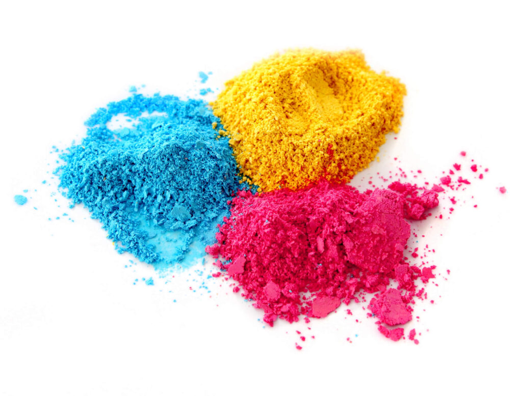 different colors of chalk powder